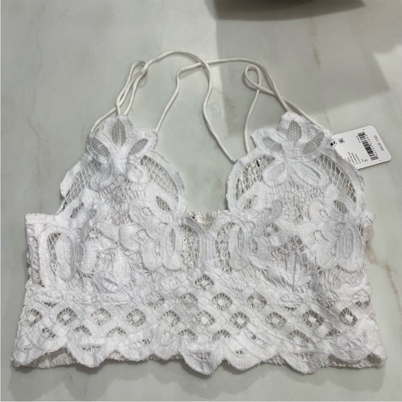 Free People Adella Longline Bralette White Size Small New with Tags - Picture 2 of 5